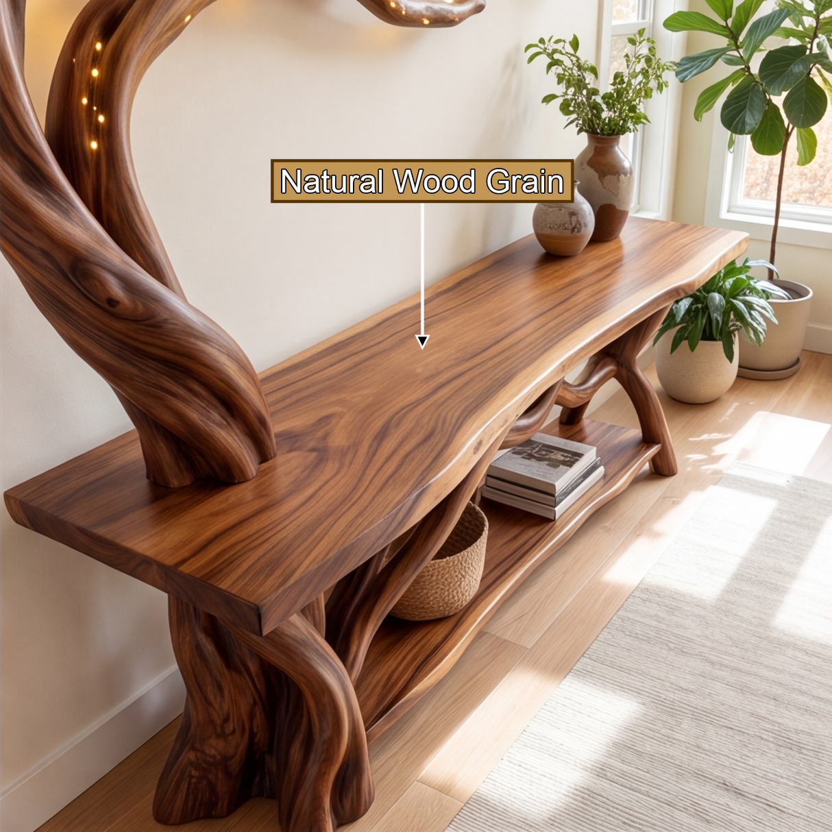 Eldrosen Sculpted Solid Wood Console Table
