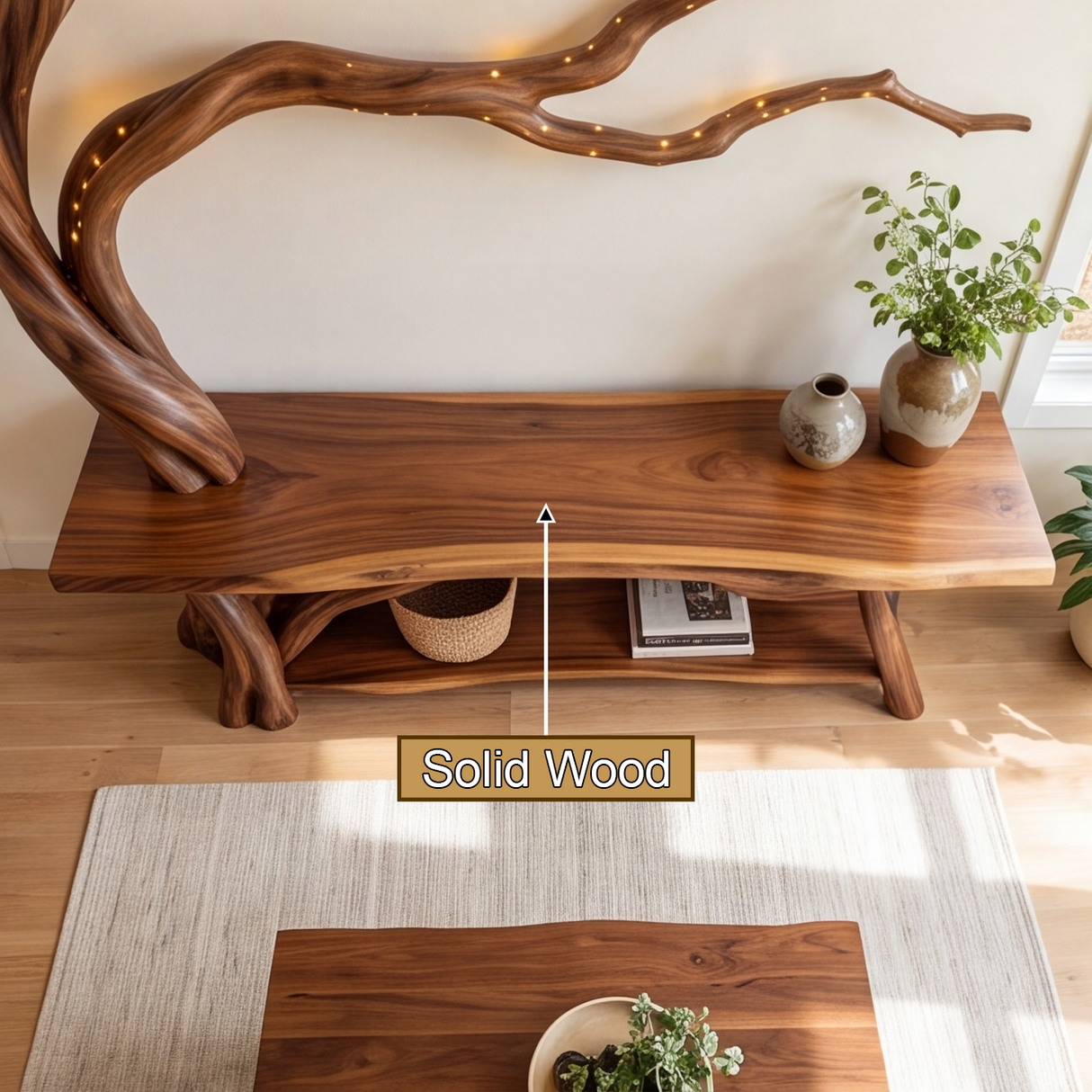 Eldrosen Sculpted Solid Wood Console Table