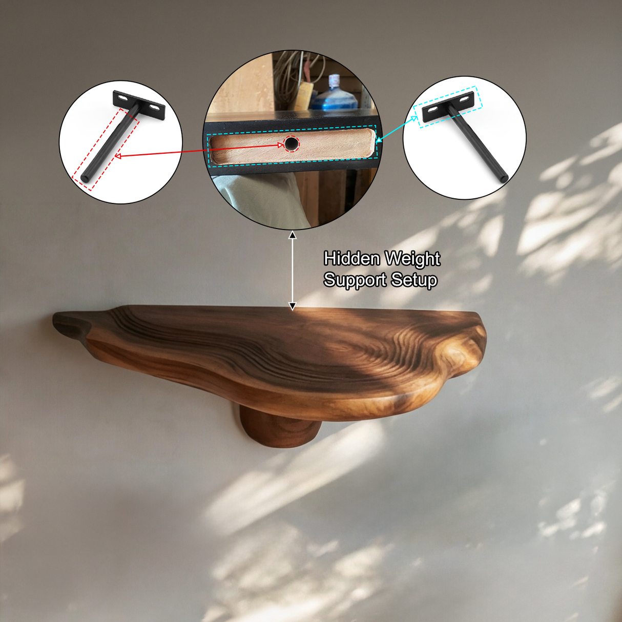 Eldrosen Solid Wood Mushroom Floating Shelf SPA398331 - Timberustic Floating Shelf