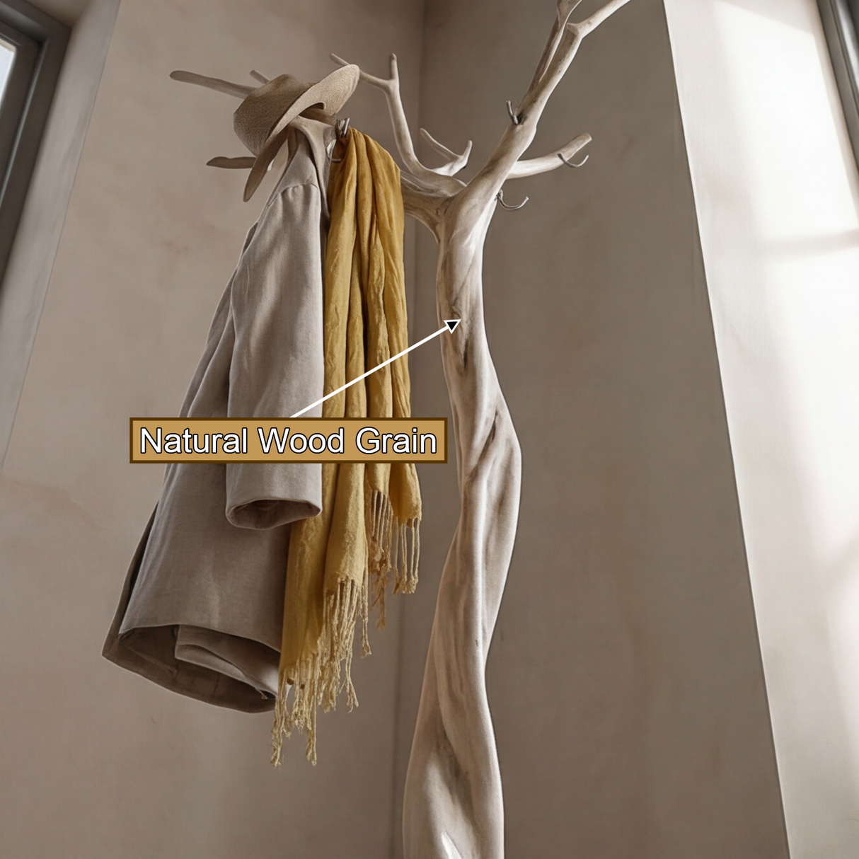 Eldrune Sculpted Solid Wood Tree Coat Rack - Timberustic Tree Coat Rack