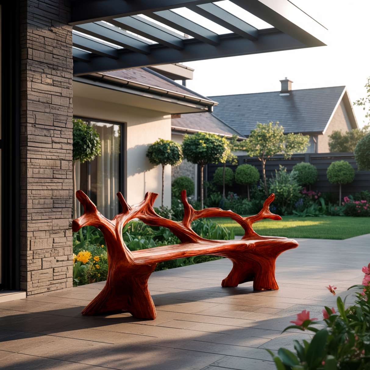 Elmwave Handcrafted Live Edge Outdoor Bench - Timberustic Bench