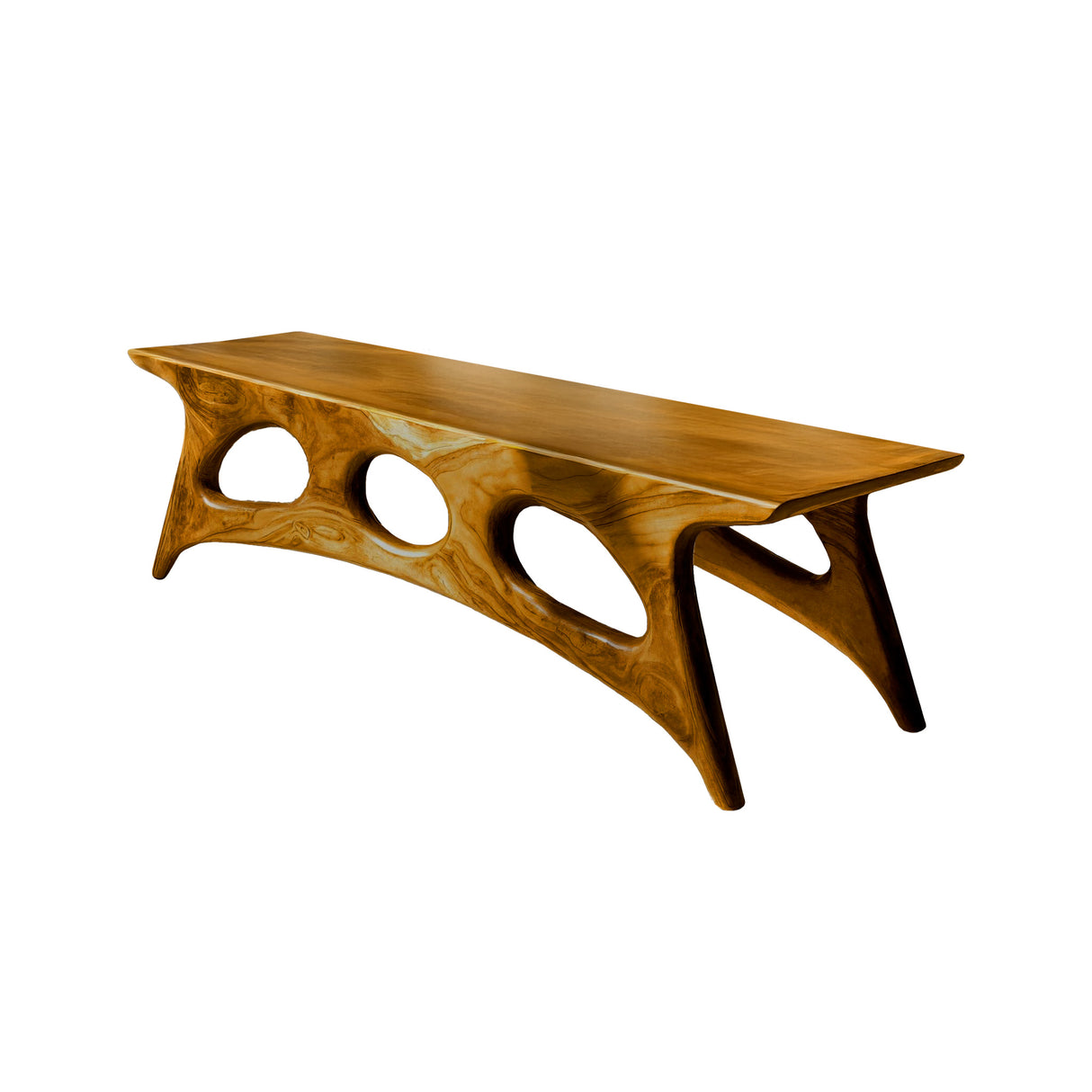 Elora Crest Sculptural Wood Bed Bench Teak - Timberustic Bed Bench