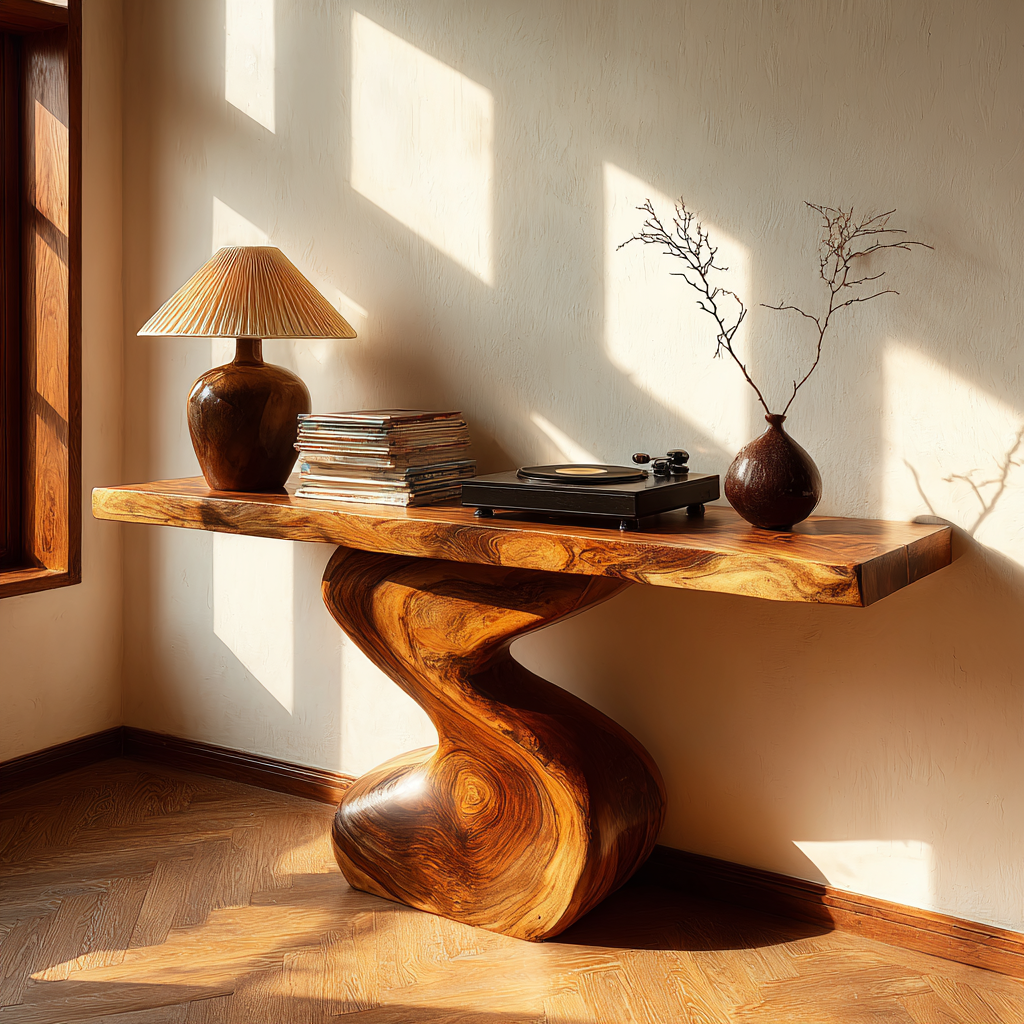 Elora Curve Solid Wood Console Table