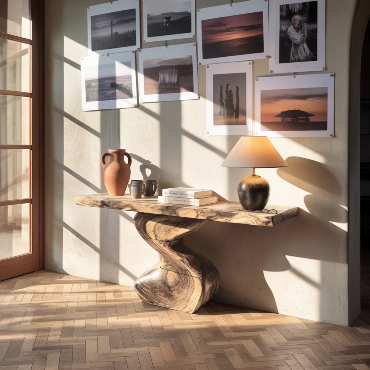 Elora Curve Solid Wood Console Table