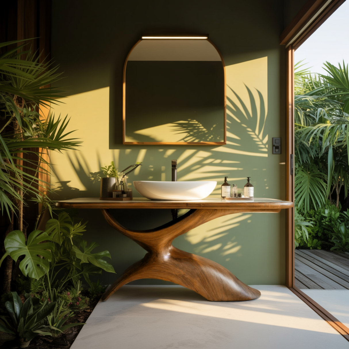 Elora Rise Sculptural Wood Bathroom Vanity