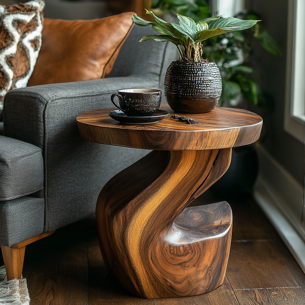 Elora Twist Solid Wood Side Table - Timberustic Side Table