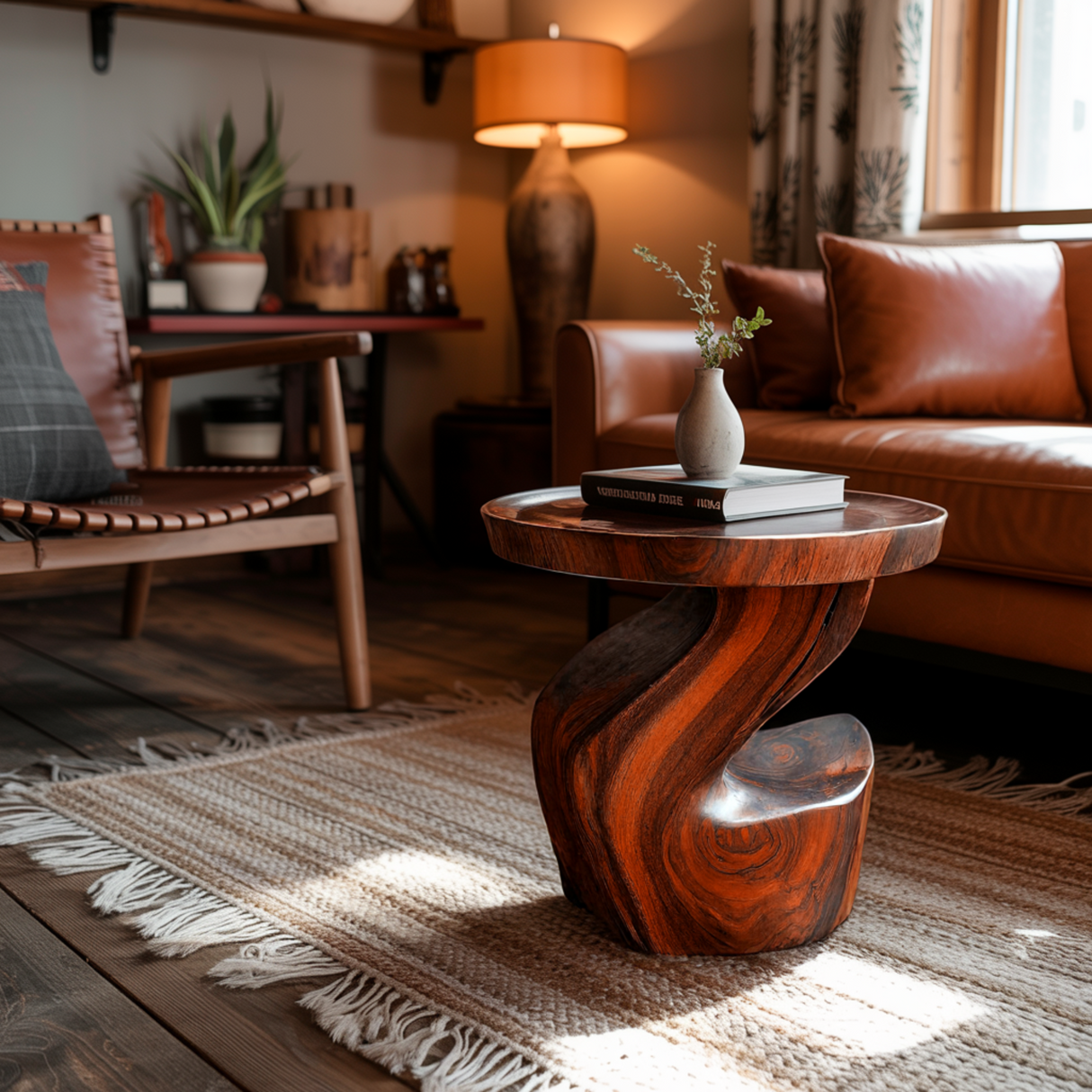 Elora Twist Solid Wood Side Table - Timberustic Side Table