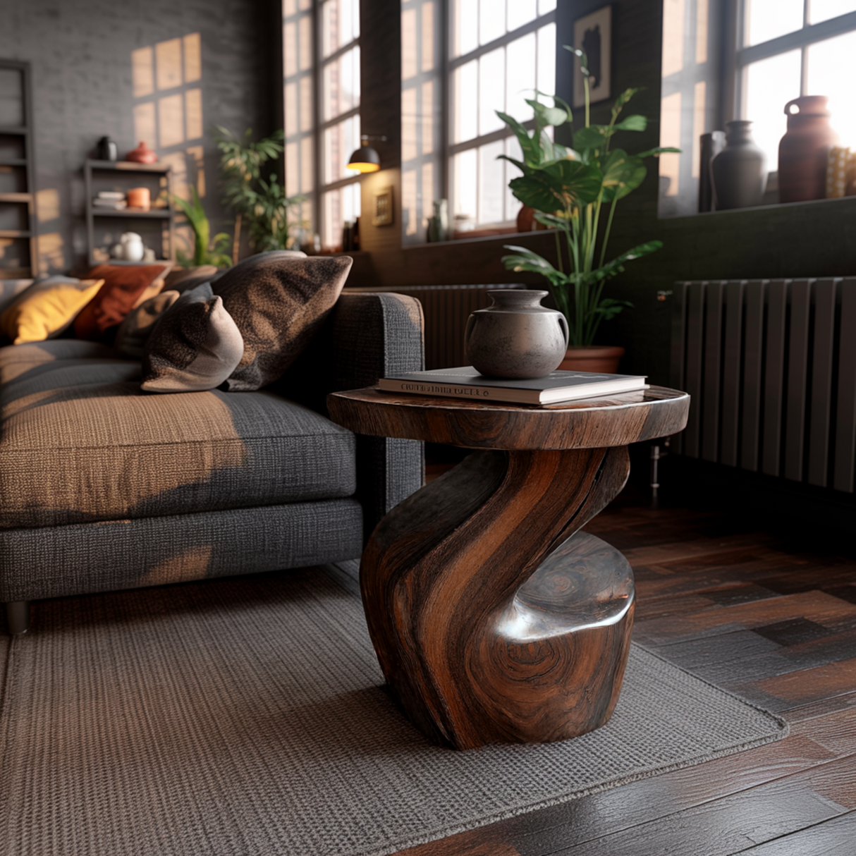 Elora Twist Solid Wood Side Table - Timberustic Side Table