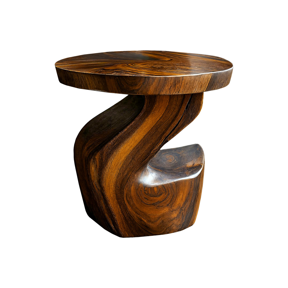 Elora Twist Solid Wood Side Table Brown - Timberustic Side Table