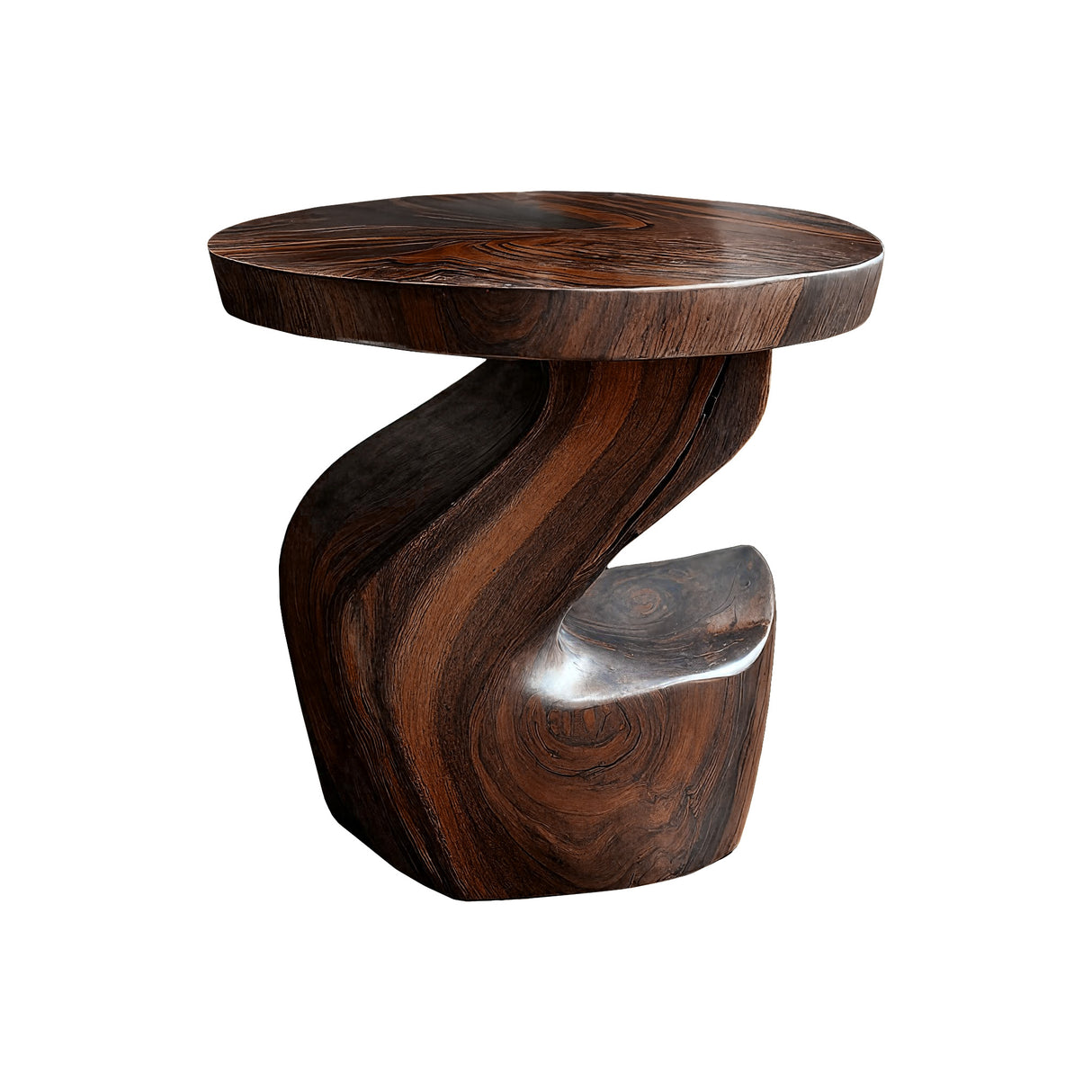 Elora Twist Solid Wood Side Table Dark Walnut - Timberustic Side Table