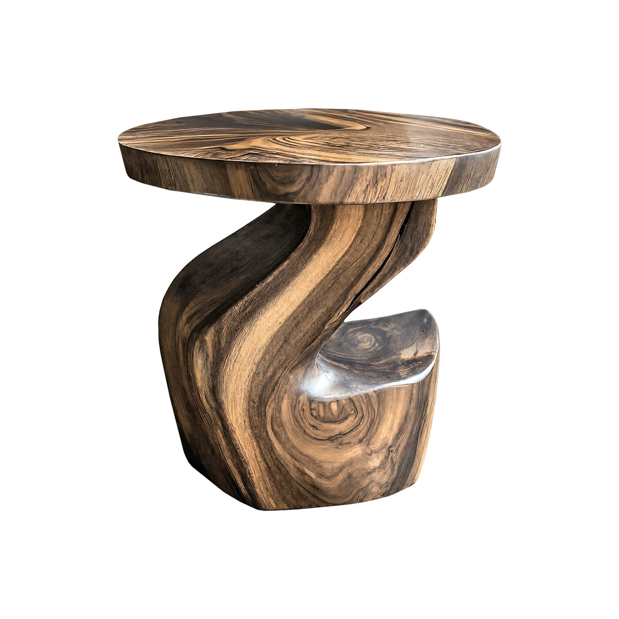 Elora Twist Solid Wood Side Table Natural Oak - Timberustic Side Table