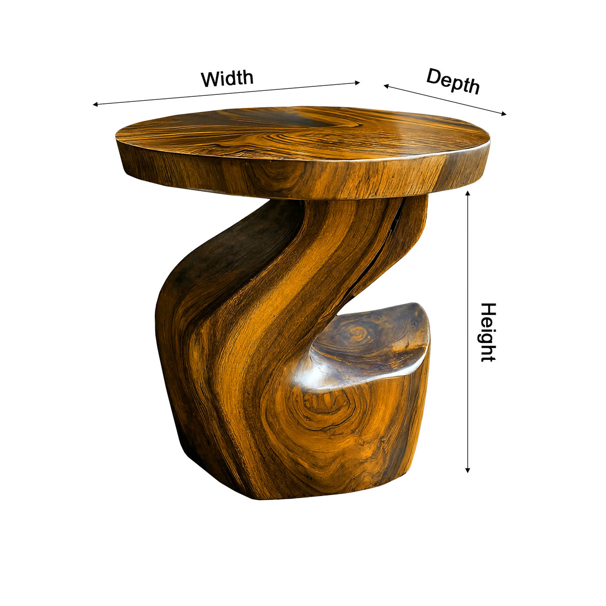 Elora Twist Solid Wood Side Table - Timberustic Side Table