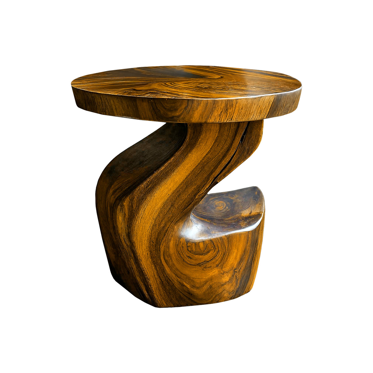Elora Twist Solid Wood Side Table Teak - Timberustic Side Table