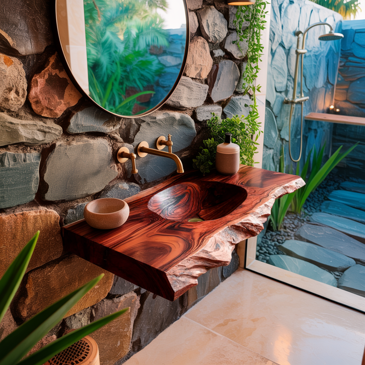 Elowen Live-Edge Wood Floating Bathroom Vanity