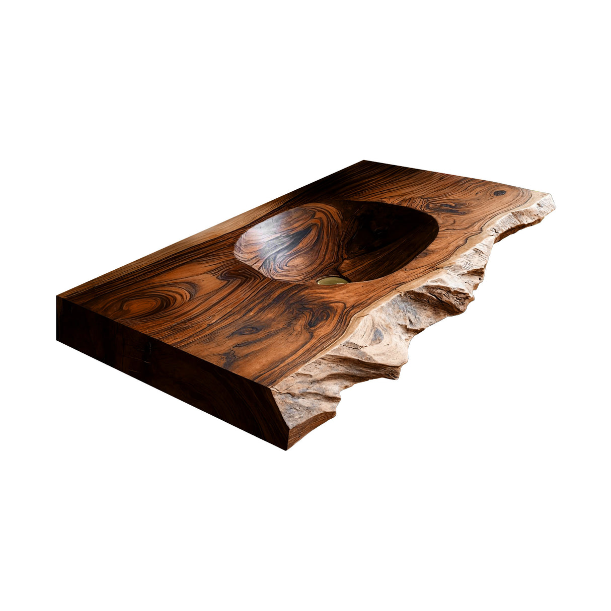 Elowen Live-Edge Wood Floating Bathroom Vanity with Integrated Sink Brown - Timberustic Floating Bathroom Vanity with Integrated Sink