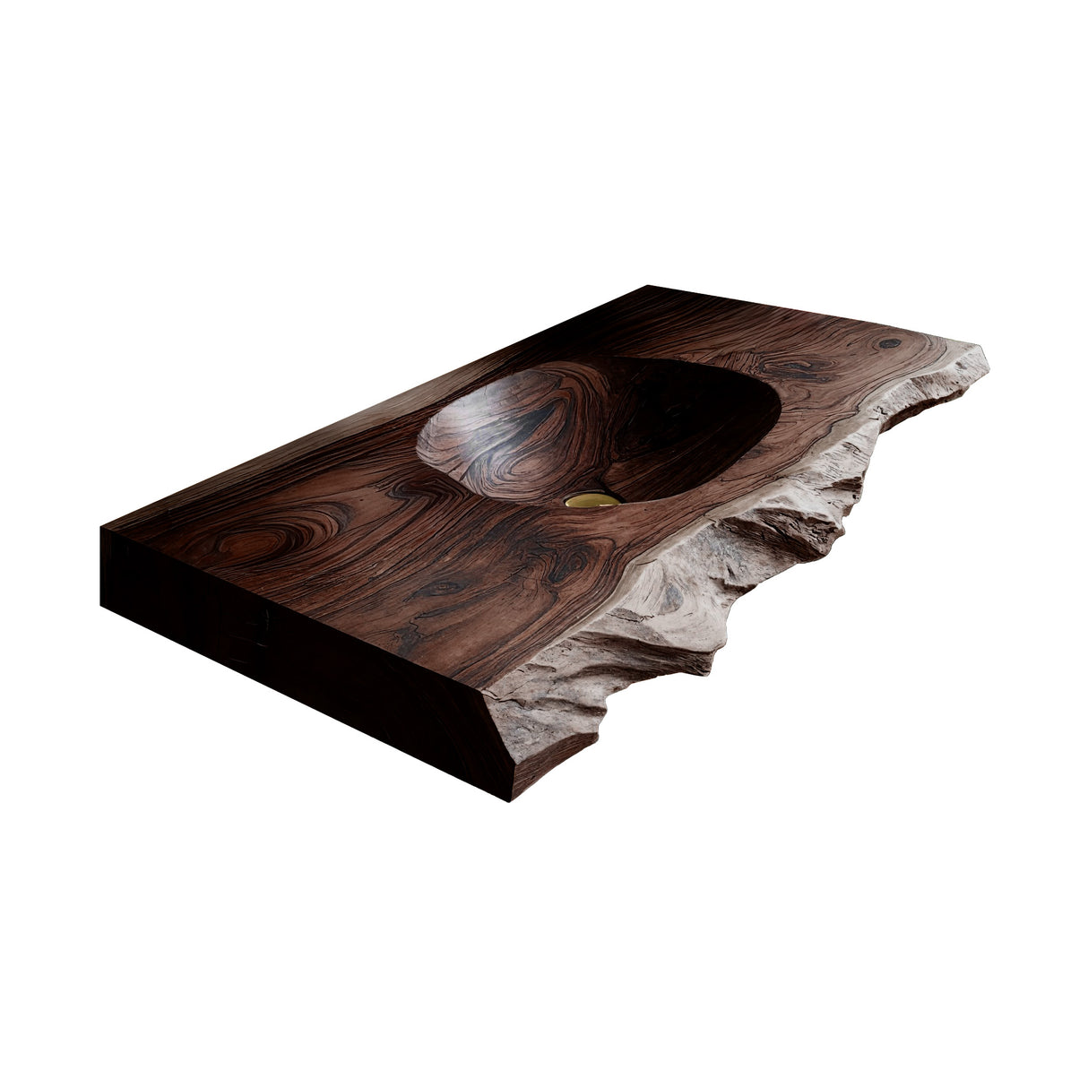 Elowen Live-Edge Wood Floating Bathroom Vanity with Integrated Sink Dark Walnut - Timberustic Floating Bathroom Vanity with Integrated Sink