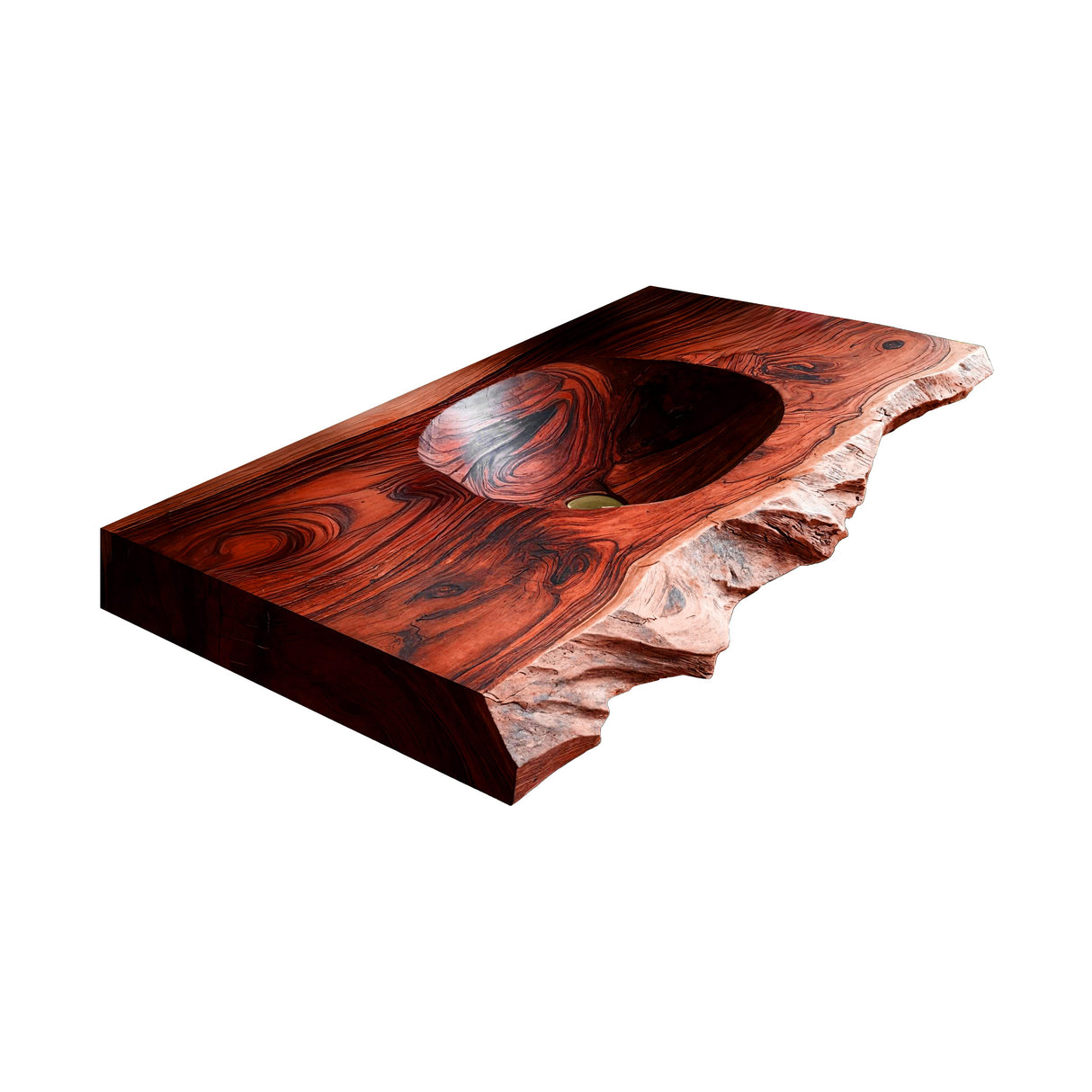 Elowen Live-Edge Wood Floating Bathroom Vanity with Integrated Sink Mahogany - Timberustic Floating Bathroom Vanity with Integrated Sink