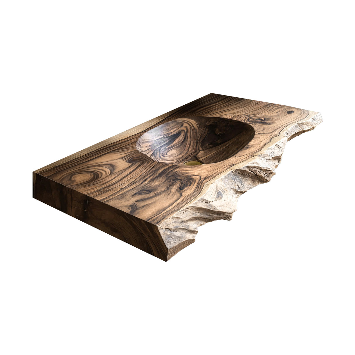Elowen Live-Edge Wood Floating Bathroom Vanity with Integrated Sink Natural Oak - Timberustic Floating Bathroom Vanity with Integrated Sink