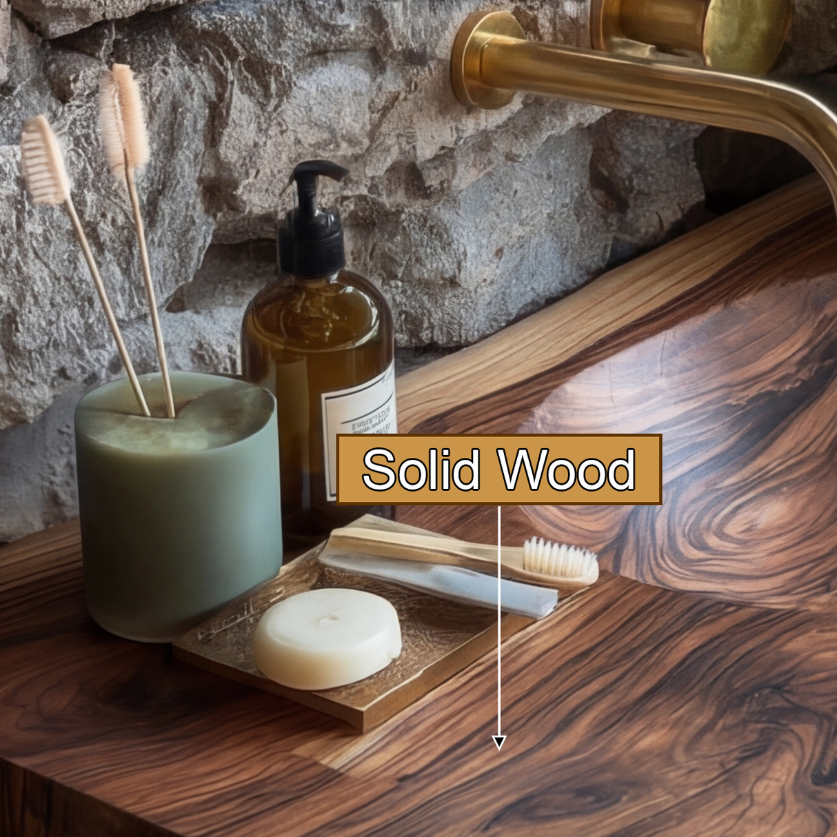 Elowen Live-Edge Wood Floating Bathroom Vanity with Integrated Sink - Timberustic Floating Bathroom Vanity with Integrated Sink
