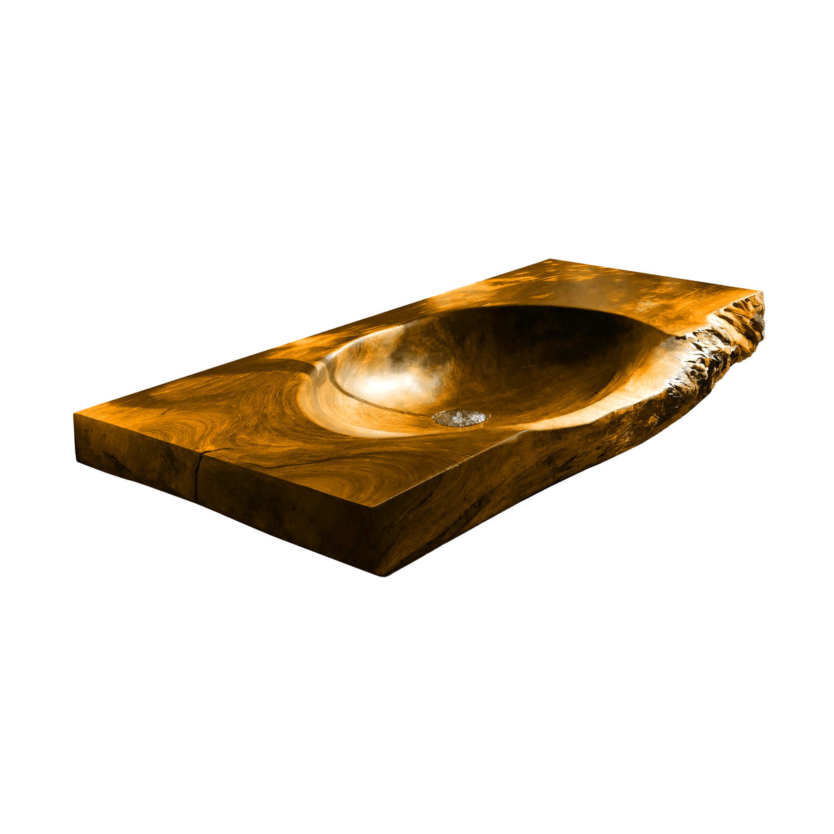 Elowen Live Edge Solid Wood Floating Bathroom Vanity with Integrated Sink Teak - Timberustic Floating Bathroom Vanity with Integrated Sink