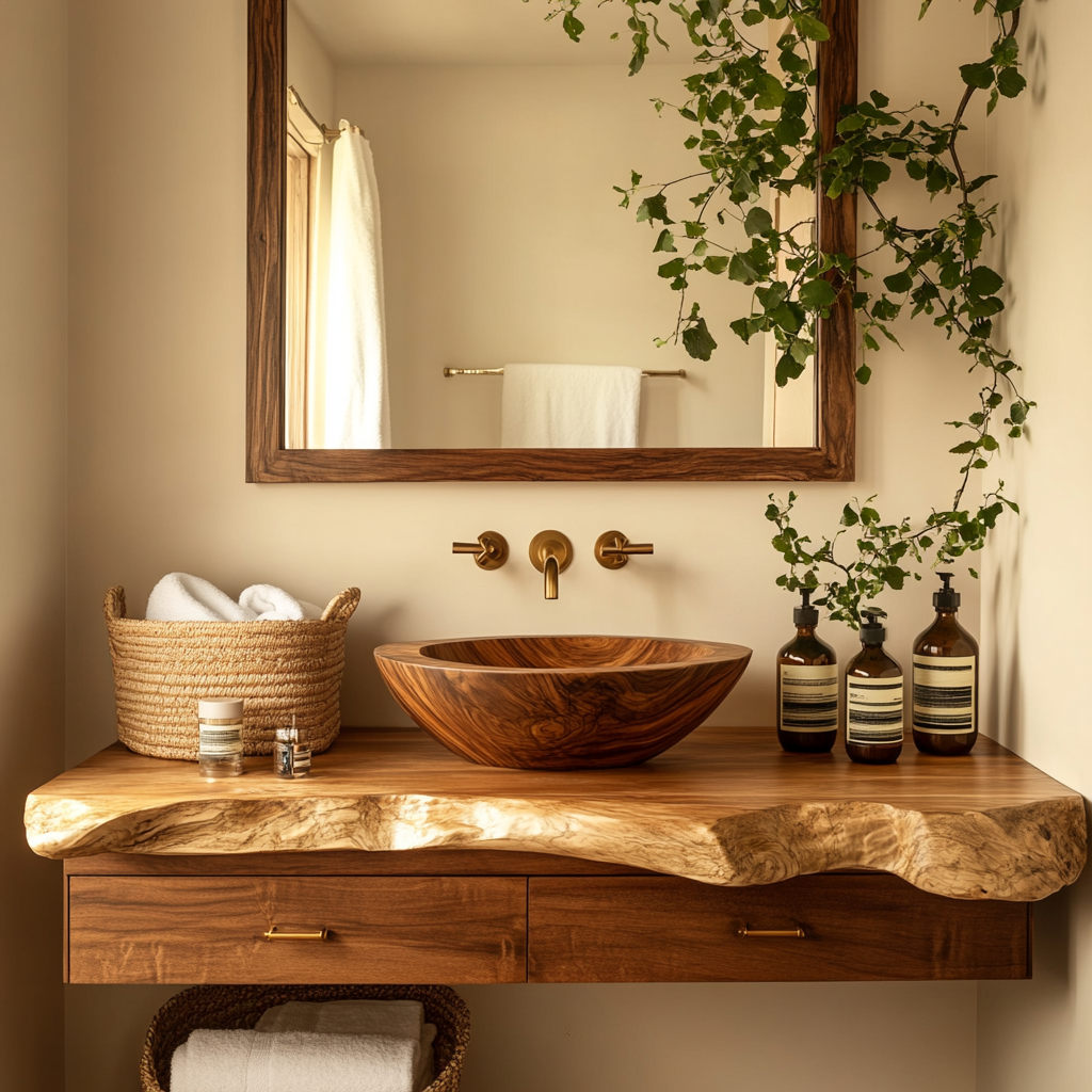 Elowen Live Edge Solid Wood Floating Bathroom Vanity with Drawers - Timberustic Floating Bathroom Vanity With Drawers