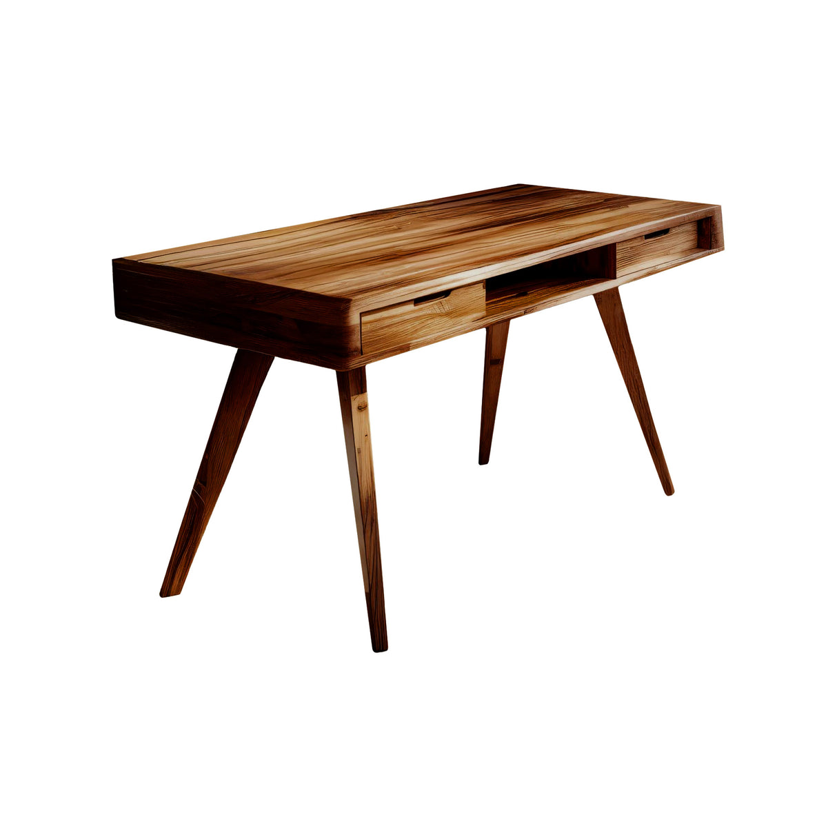 Elowen Mid-Century Artisan Finished Solid Wood Desk with Drawers