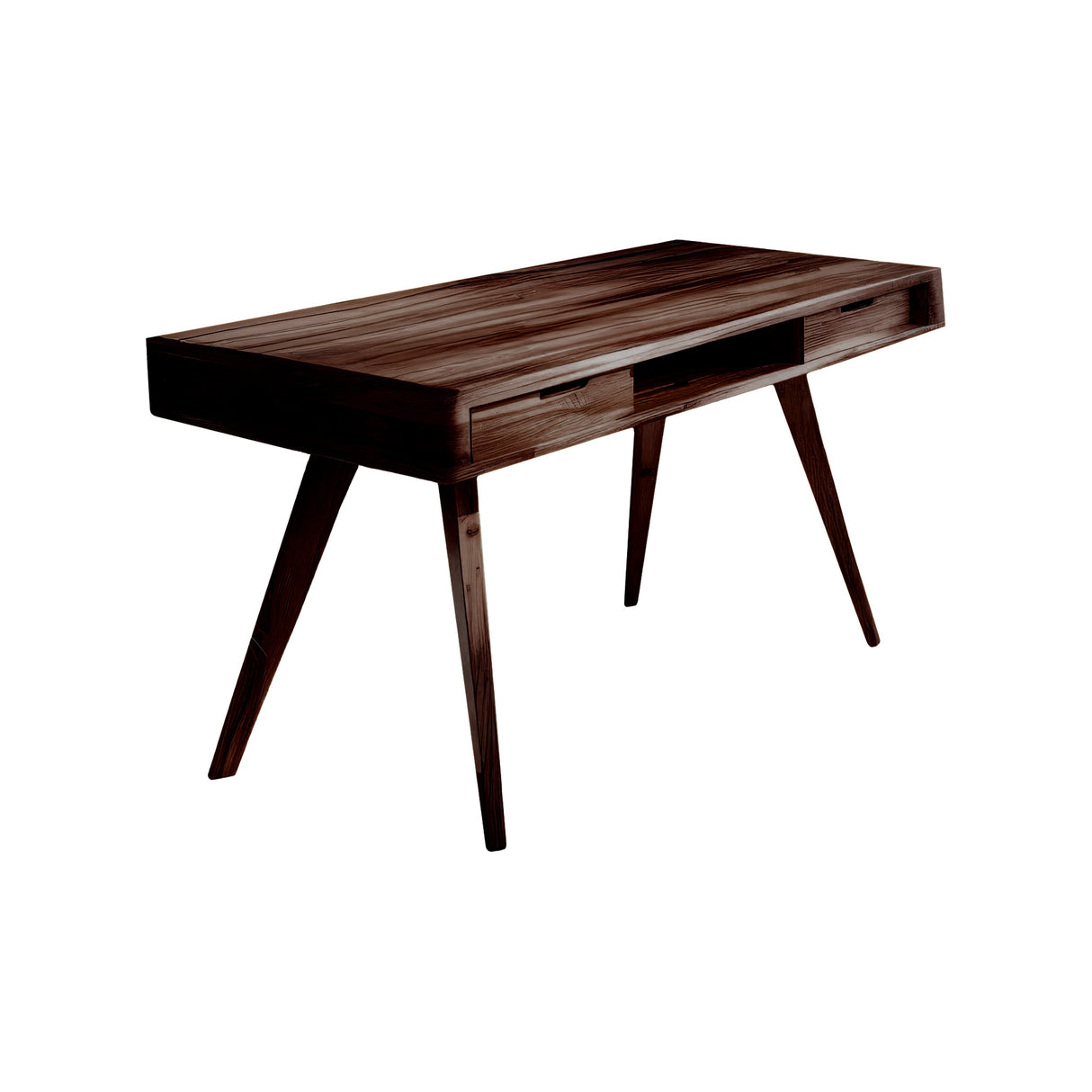 Elowen Mid-Century Artisan Finished Solid Wood Desk with Drawers