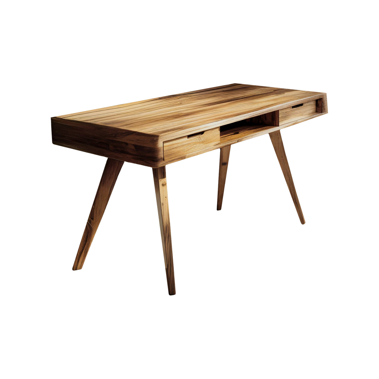 Elowen Mid-Century Artisan Finished Solid Wood Desk with Drawers