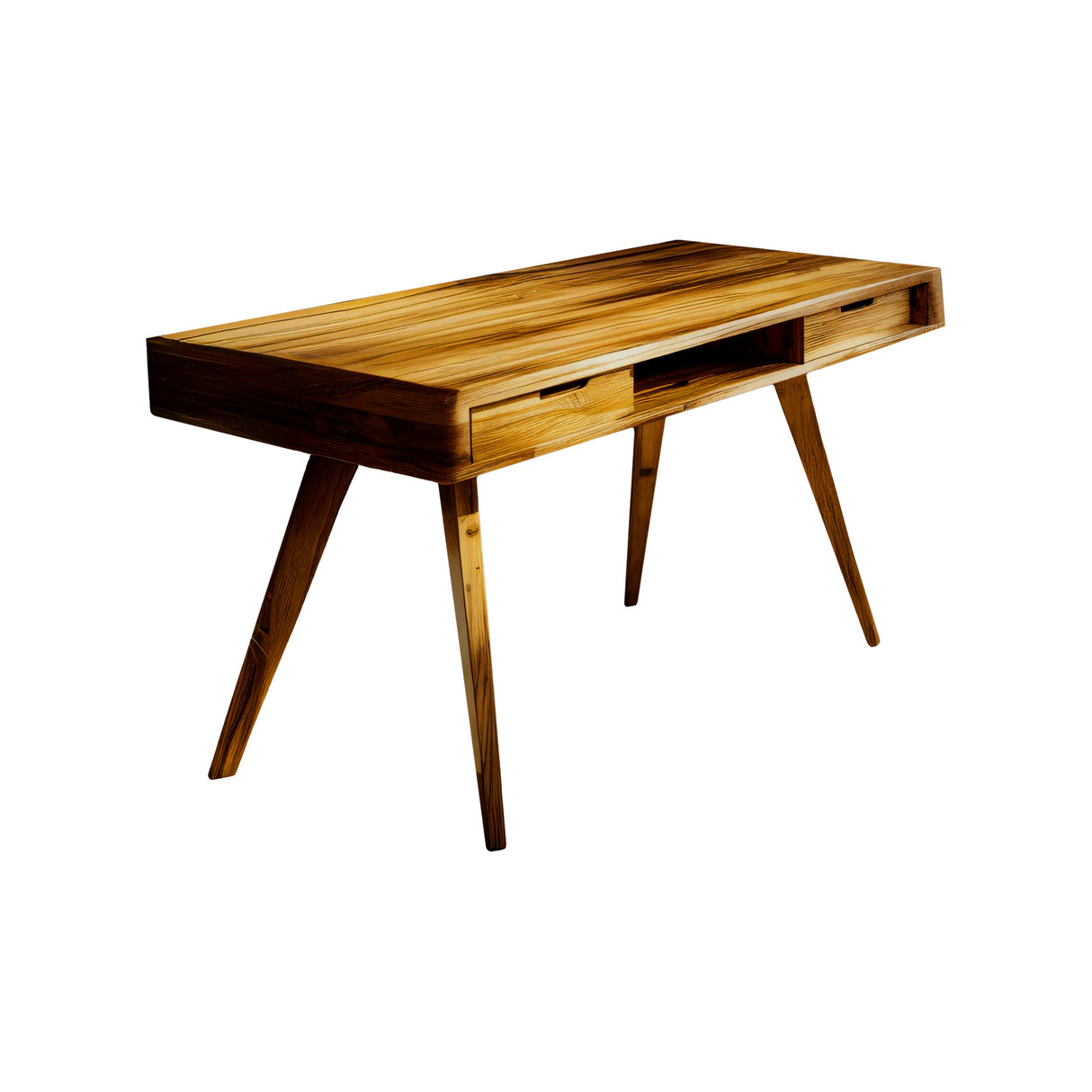 Elowen Mid-Century Artisan Finished Solid Wood Desk with Drawers