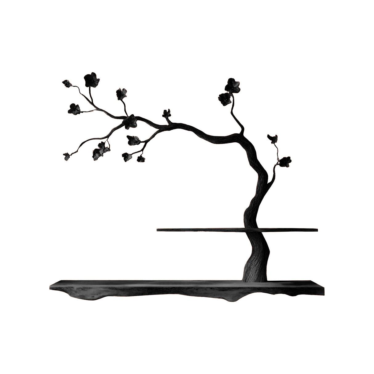 Elowen Sculpted Solid Wood Floating Tree-Inspired Display Shelf Black - Timberustic Tree-Inspired Display Shelf