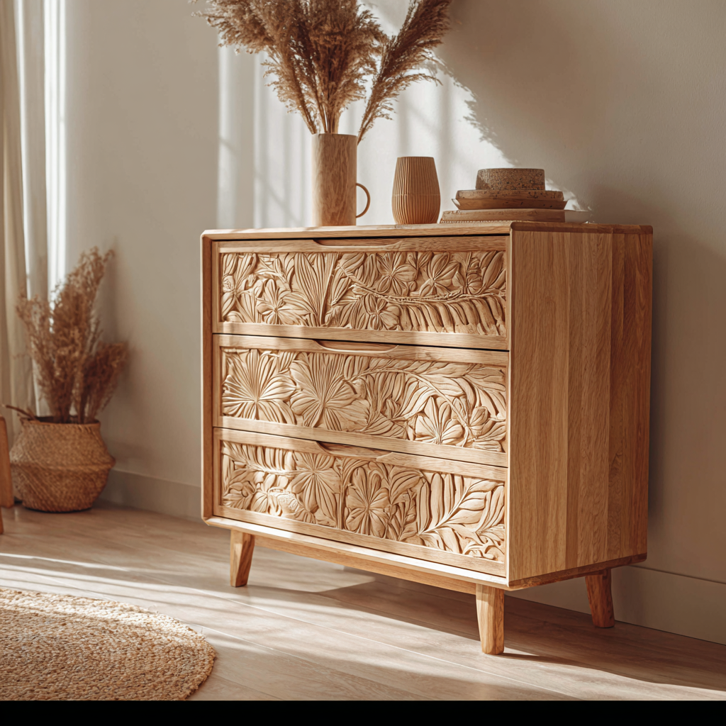 Elvara Hand-Carved Solid Wood Sideboard Cabinet