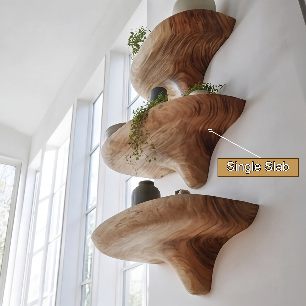 Elvara Sculpted Solid Wood Mushroom Floating Shelf SPA154934 - Timberustic Floating Shelf