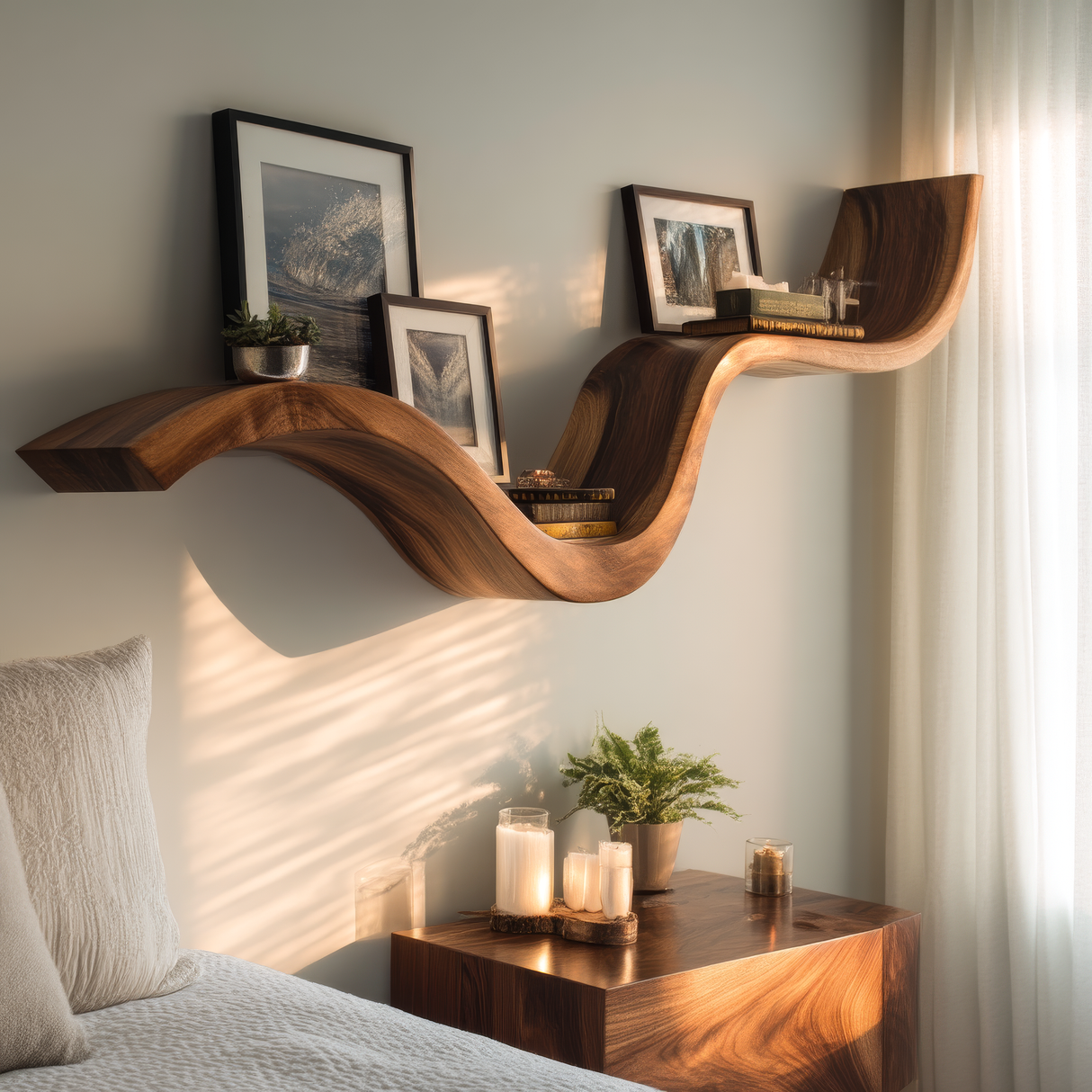 Elvaria Sculpted Solid Wood Floating Shelf SPA254336 - Timberustic Floating Shelf