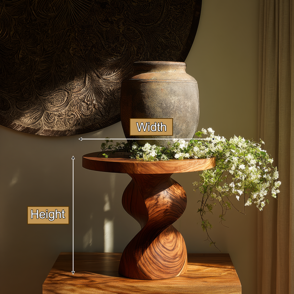 Elvaris Balanced Twist Solid Wood Pedestal Stand - Timberustic Pedestal Stand