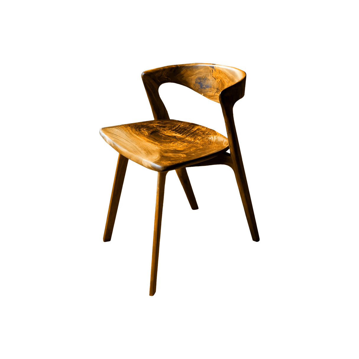 Elvarn Curve Solid Wood Dining Chair Teak - Timberustic Dining Chair