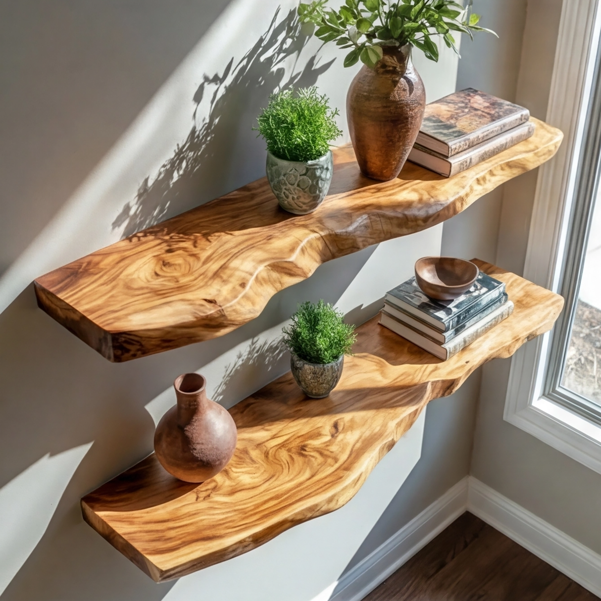 Elvaron Live Edge Solid Wood Floating Shelf SPA845621 - Timberustic Floating Shelf