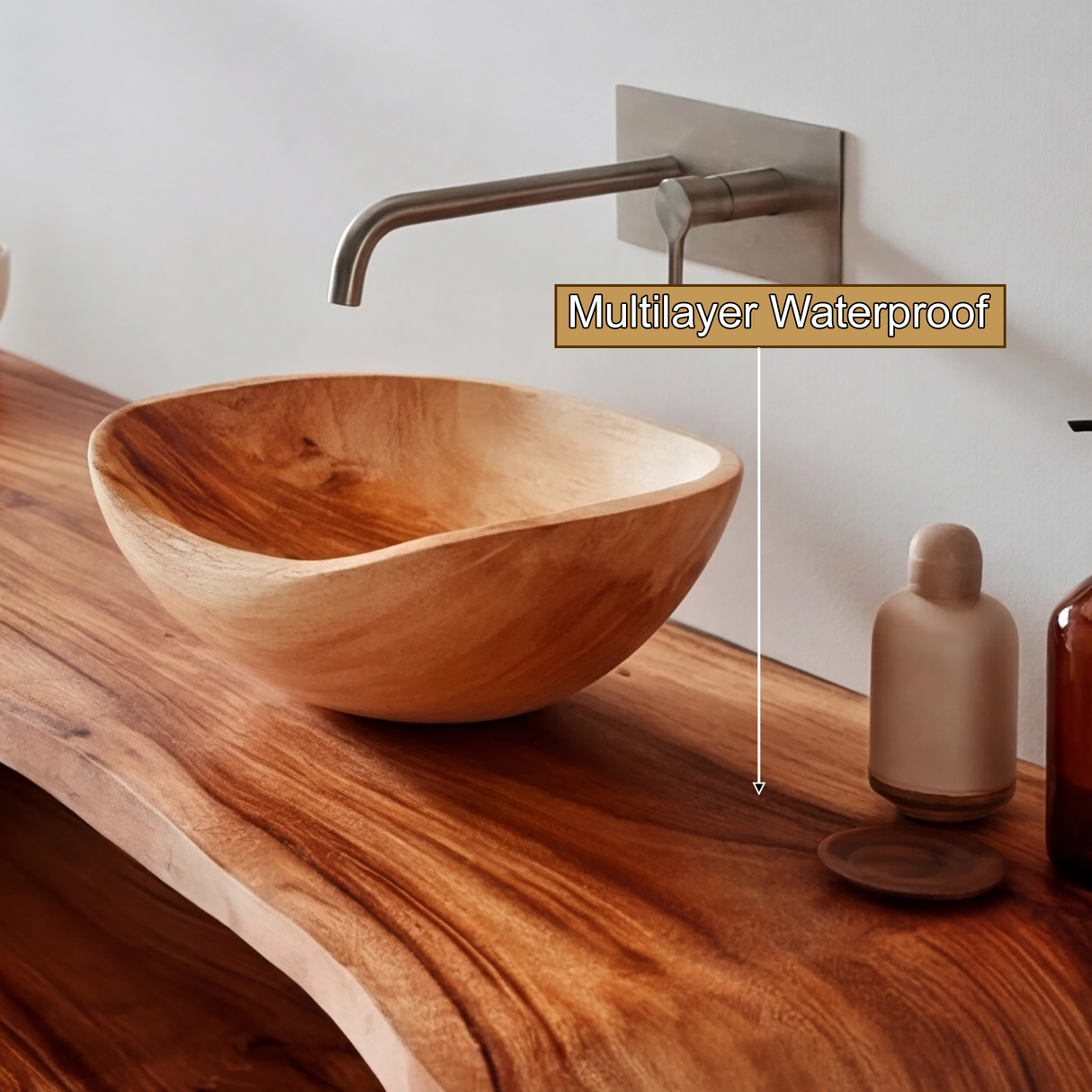 Elvaron Sculpted Solid Wood Floating Bathroom Vanity with Open Storage - Timberustic Floating Bathroom Vanity with Open Storage