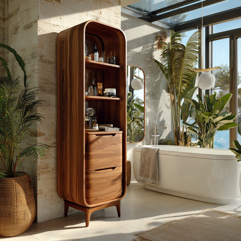 Elviro Handcrafted Solid Wood Bathroom Cabinet