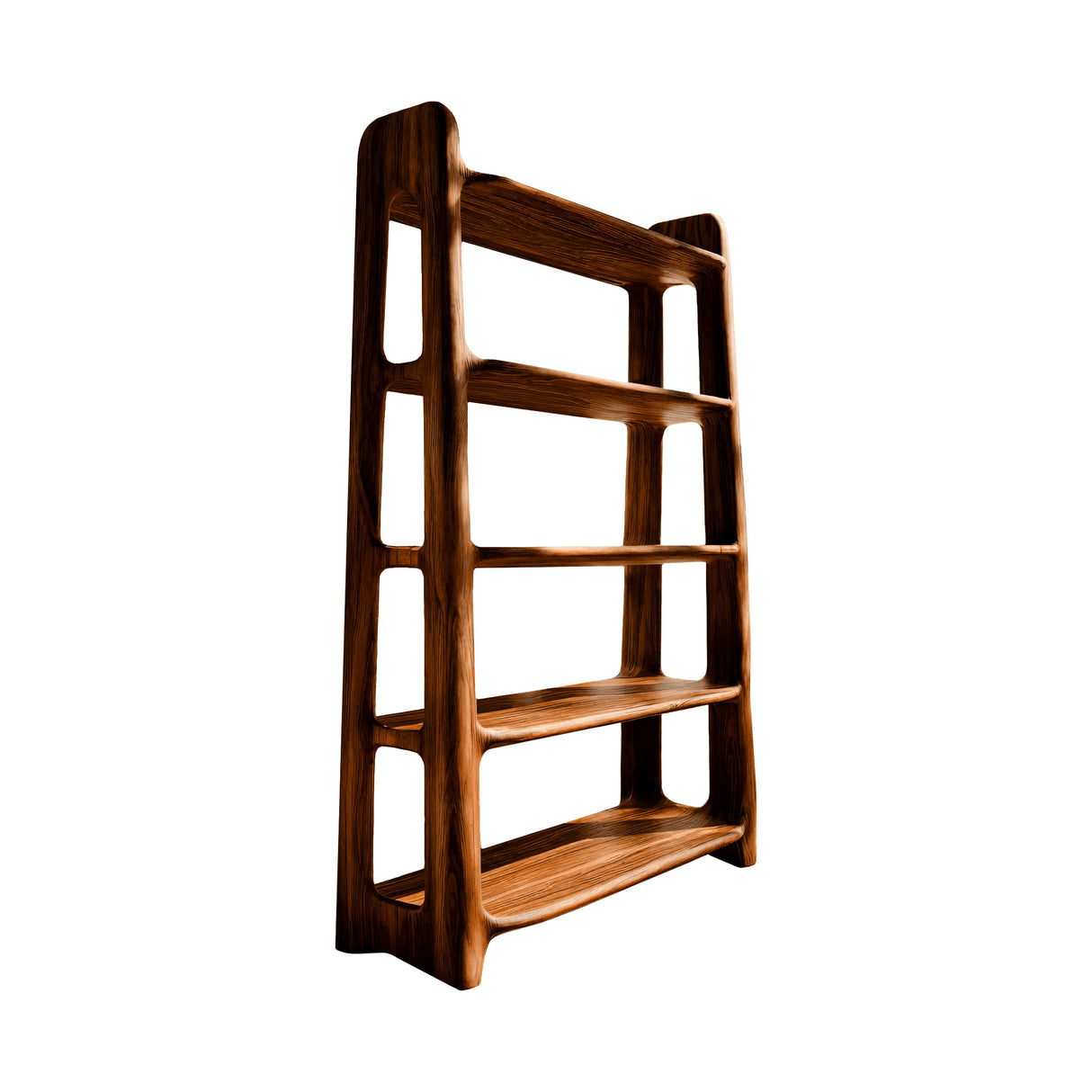 Elvorn Curve Solid Wood Bookshelf Brown - Timberustic Bookshelf