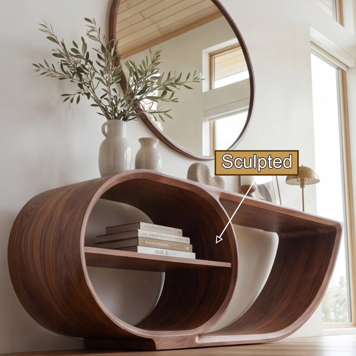 Elyndra Sculpted Solid Wood Console Table - Timberustic Console Table