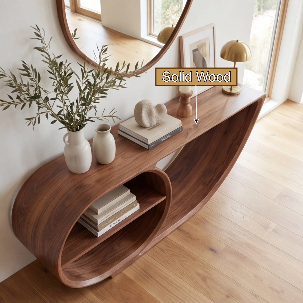 Elyndra Sculpted Solid Wood Console Table - Timberustic Console Table