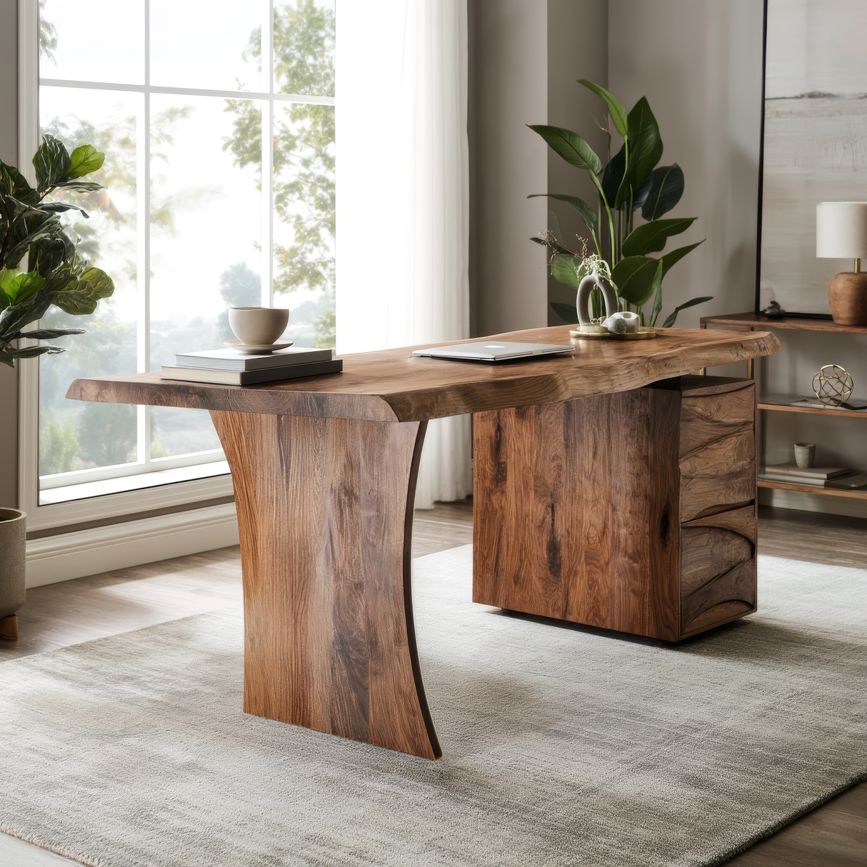 Elyndra Solid Wood Desk with Drawers - Timberustic Desk With Drawers