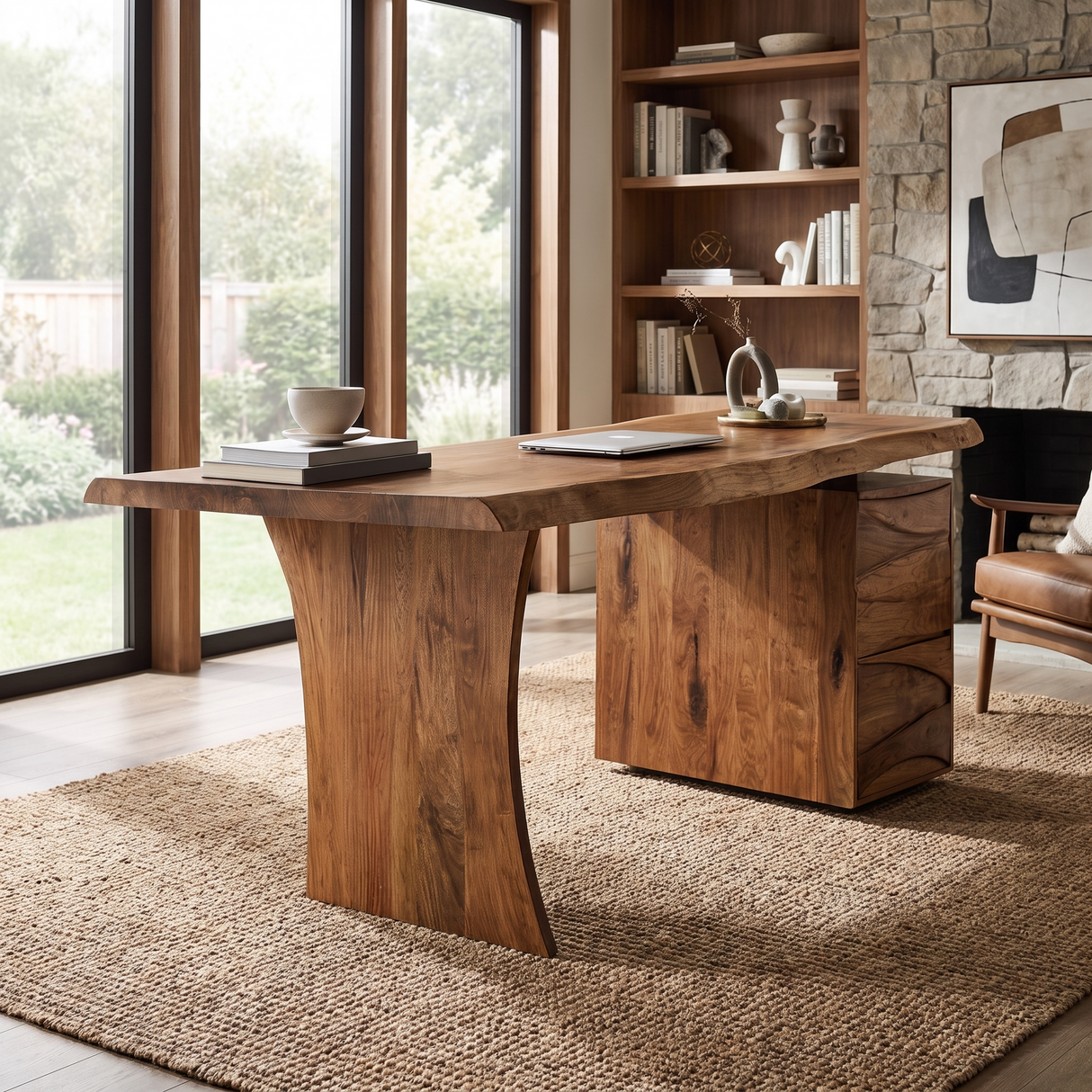 Elyndra Solid Wood Desk with Drawers Brown - Timberustic Desk With Drawers