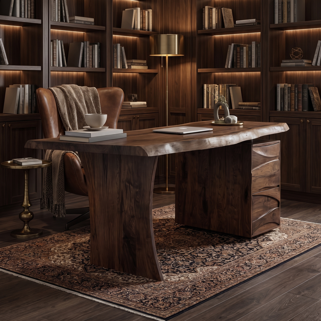 Elyndra Solid Wood Desk with Drawers Dark Walnut - Timberustic Desk With Drawers