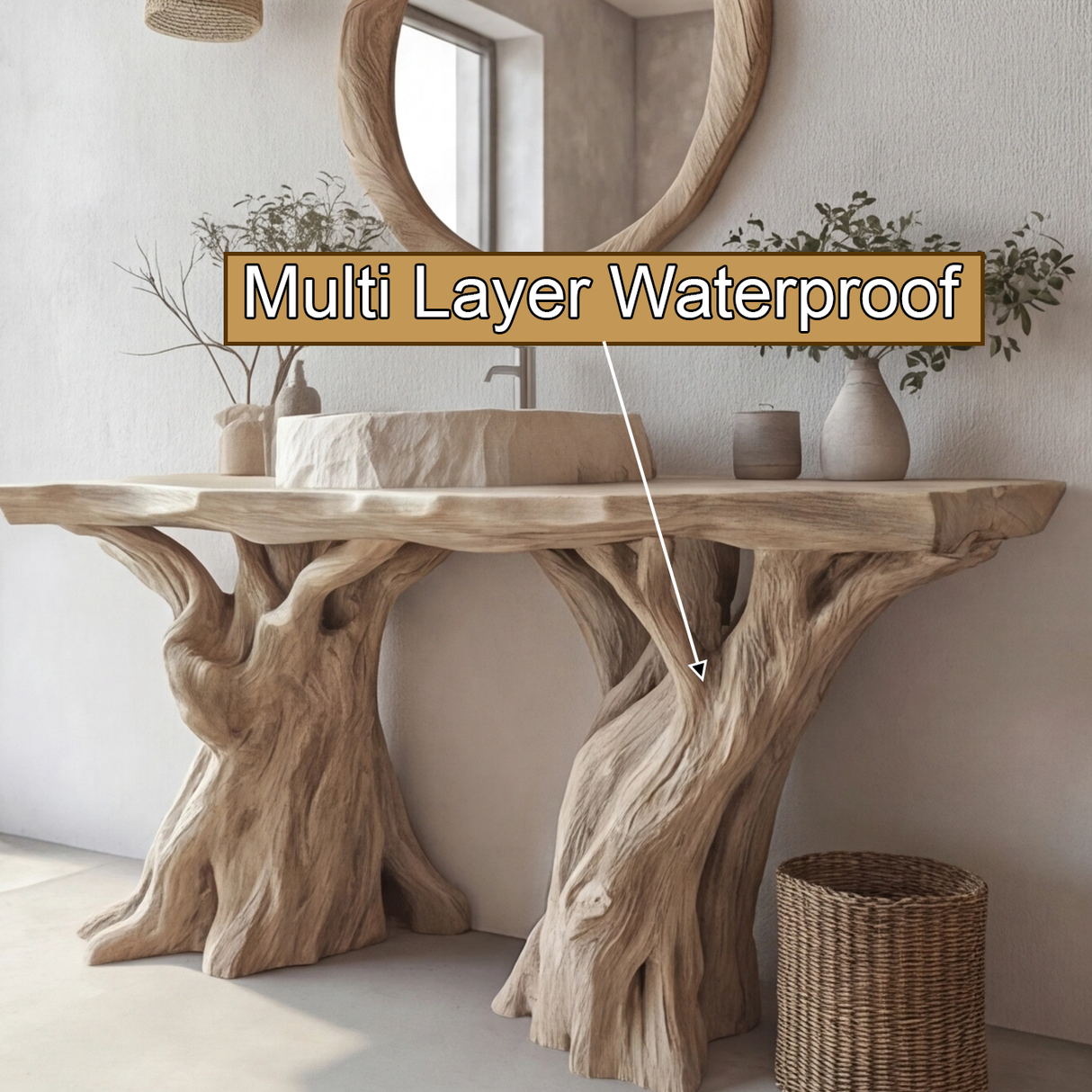 Elyndra Treeform Solid Wood Freestanding Bathroom Vanity - Timberustic Freestanding Bathroom Vanity