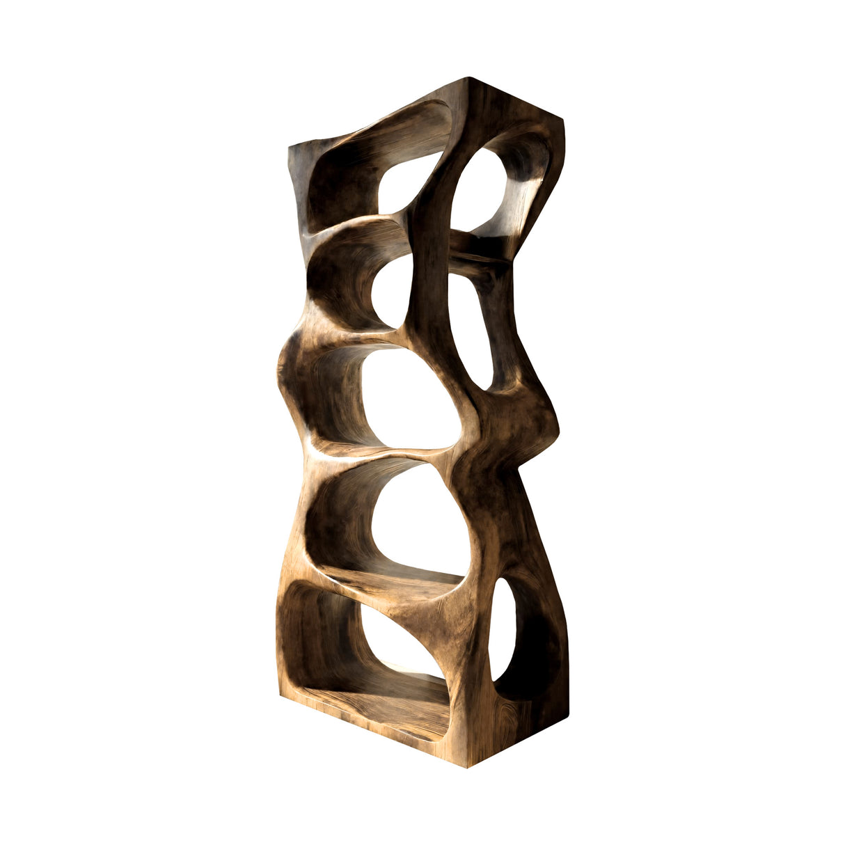 Elyra Sculpted Solid Wood Bathroom Display Shelf Natural Oak - Timberustic Bathroom Cabinet