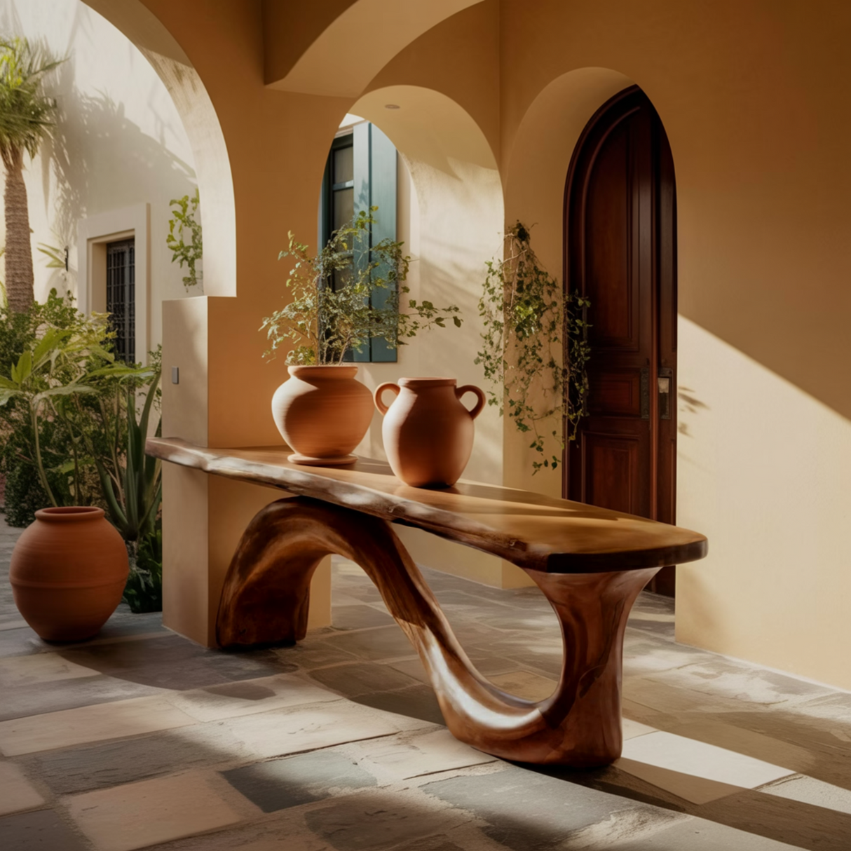 Elyra Sculptural Organic Solid Wood Console Table