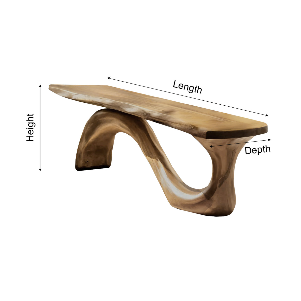 Elyra Sculptural Organic Solid Wood Console Table