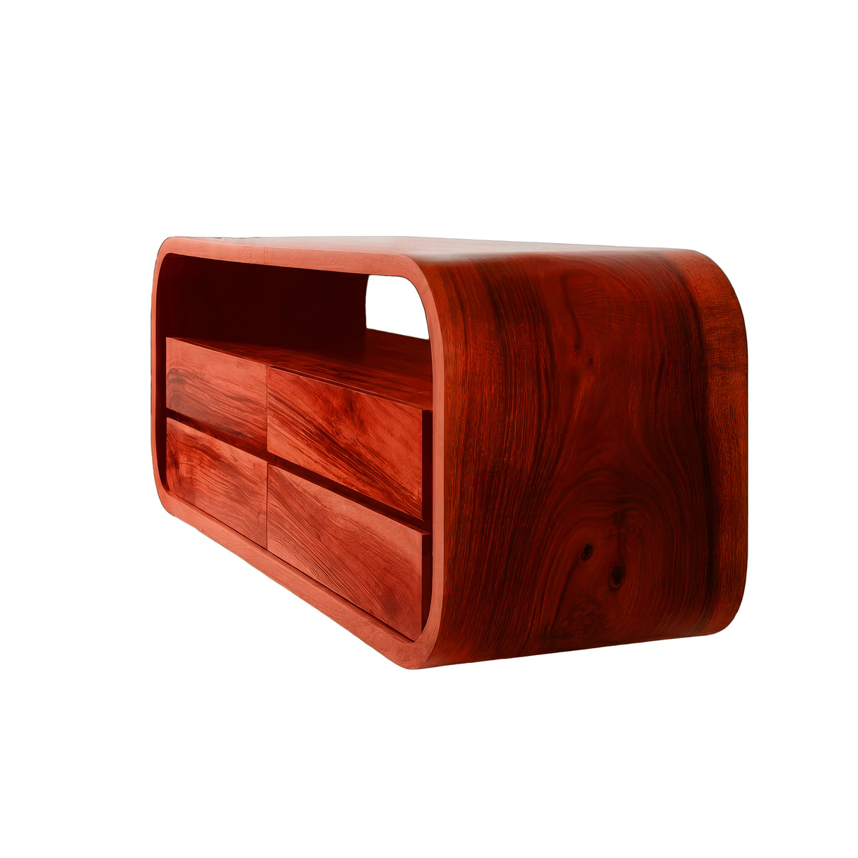 Elyron Sculpted Solid Wood Floating Bathroom Vanity with Drawers Mahogany - Timberustic Floating Bathroom Vanity With Drawers