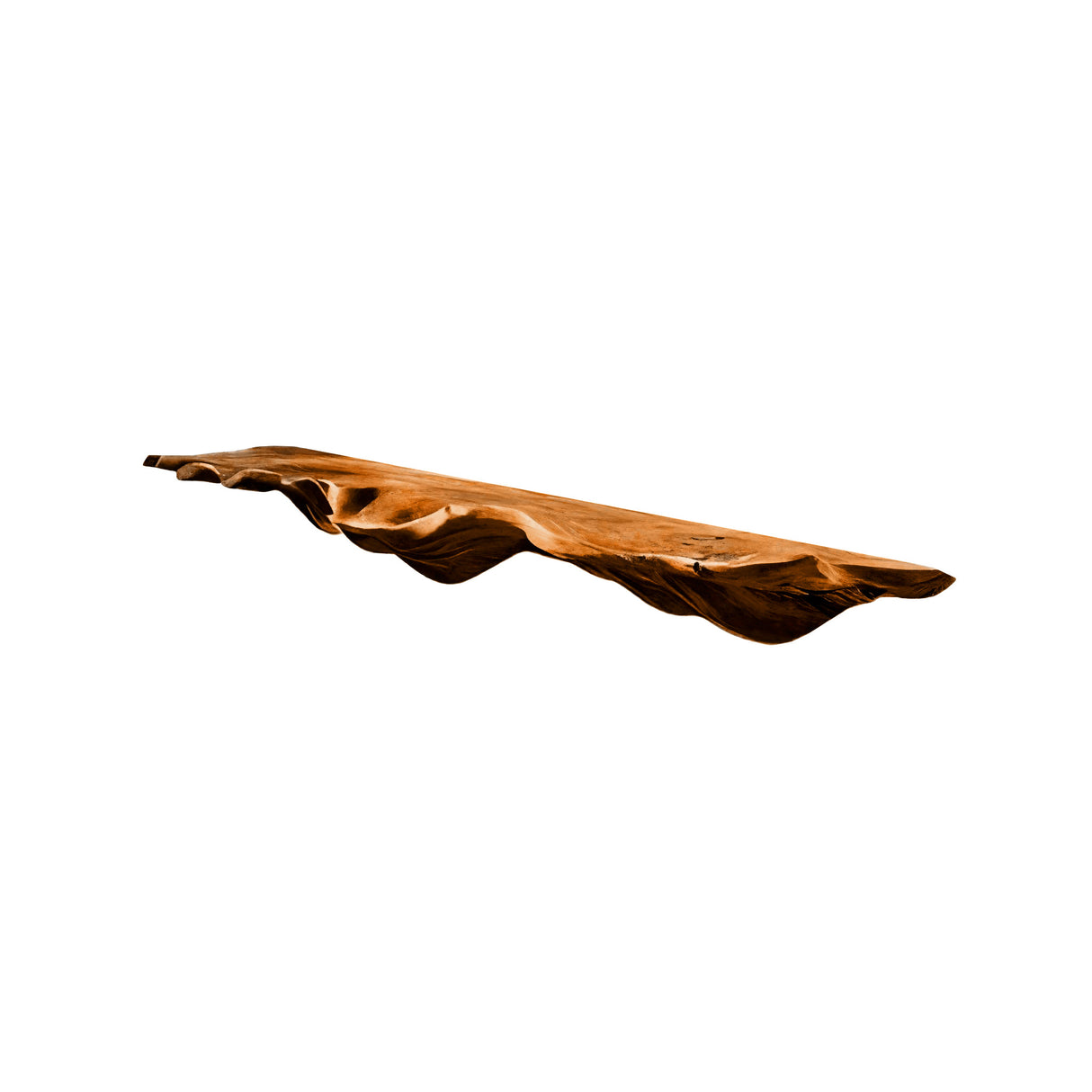 Elythra Sculpted Solid Wood Floating Shelf Brown - Timberustic Floating Shelf